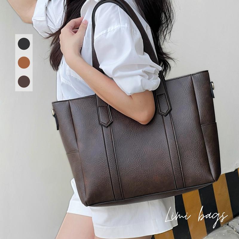 Túi Da công sở nữ 3 MÀU đựng laptop LEON xách tay size lớn giỏ xách đi làm đi học đi dạy vừa A4 tote đẹp cặp sách tặng cho mẹ giáo viên LEON Limi bags - TẶNG VÍ MINI CÙNG MÀU TÚI