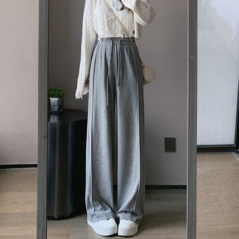 Yuxi Autumn and Winter New Narrow Wide-Leg Pants Women's Draping Effect Mop Pants Soft Glutinous Rice Shake Pants Straight-Leg Trousers Casual Pants baggy ali  jeans cargo pants  women 0