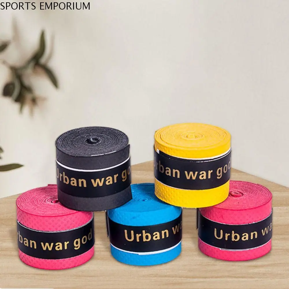 SPORTS EMPORIUM Absorbed Wraps Tapes Grips PU Anti-Slip Tennis Sweat Tape Dry Feel Elasticity Badminton Racket Grips Raquete Solid Color Elasticity Badminton Racket Sweatband Sport