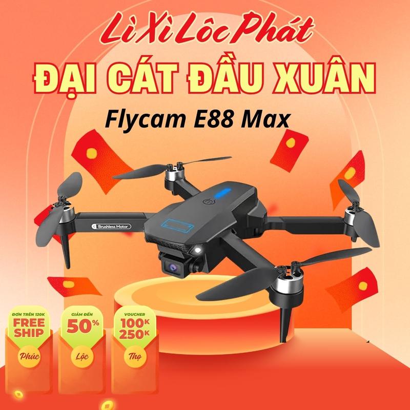 Flycam Dòng Tập Bay, Flycam Quốc Dân E88 Max, Bản Nâng Cấp Của Flycam E88, Có Động Cơ Không ChổI Than Mạnh Mẽ Bền Bỉ, Cảm Biến Giữ Vị Trí Khi Bay, Chất Liệu Cao Cấp, Có Camera Quay Chụp, Nhào Lộn, Dòng Tập Bay Cho anh em