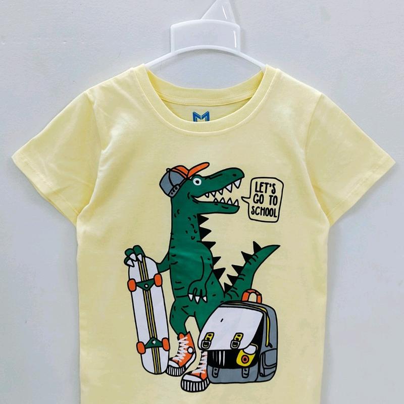 Áo phông ngắn tay bé trai 9thang đến 5tuổi, 7kg-20kg. Cotton Cổ tròn Màu trắng Thông thường aohoodie chobetrai 5