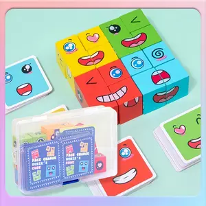 Blok Bangunan Rubik's Cube Yang Dapat Mengubah Wajah, Teka-Teki Wajah Tersenyum, Mainan Edukasi Pelatihan Konsentrasi Berpikir Anak-Anak Pk Ganda
