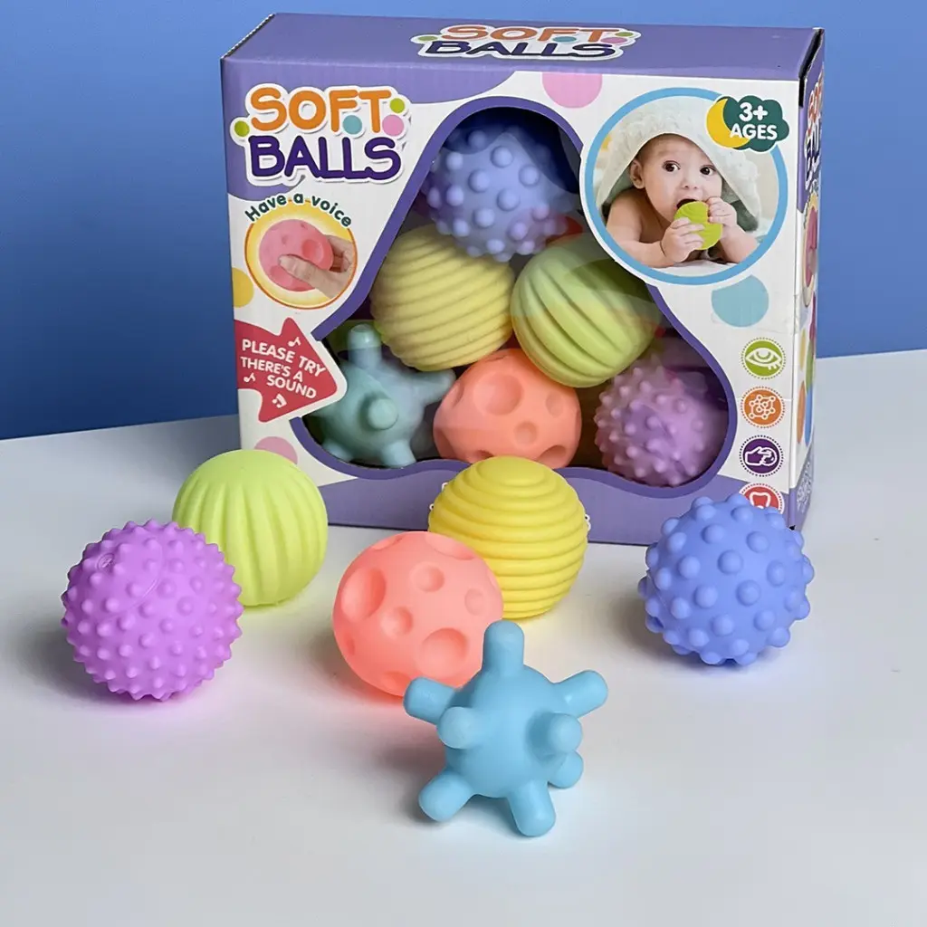 Toy Studio Mainan Anak Bola Sensorik Motorik Bayi Bola Edukasi Soft Sensory Balls 6 Pcs