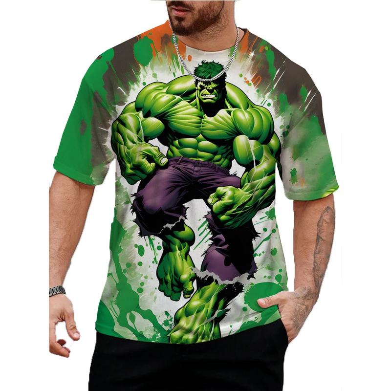Product Introduction of Fashion Men's T-shirt 3D Hulk Pattern Printing Tee Street Casual  Short Sleeves Round Neck Harajuku Cool Tops 25