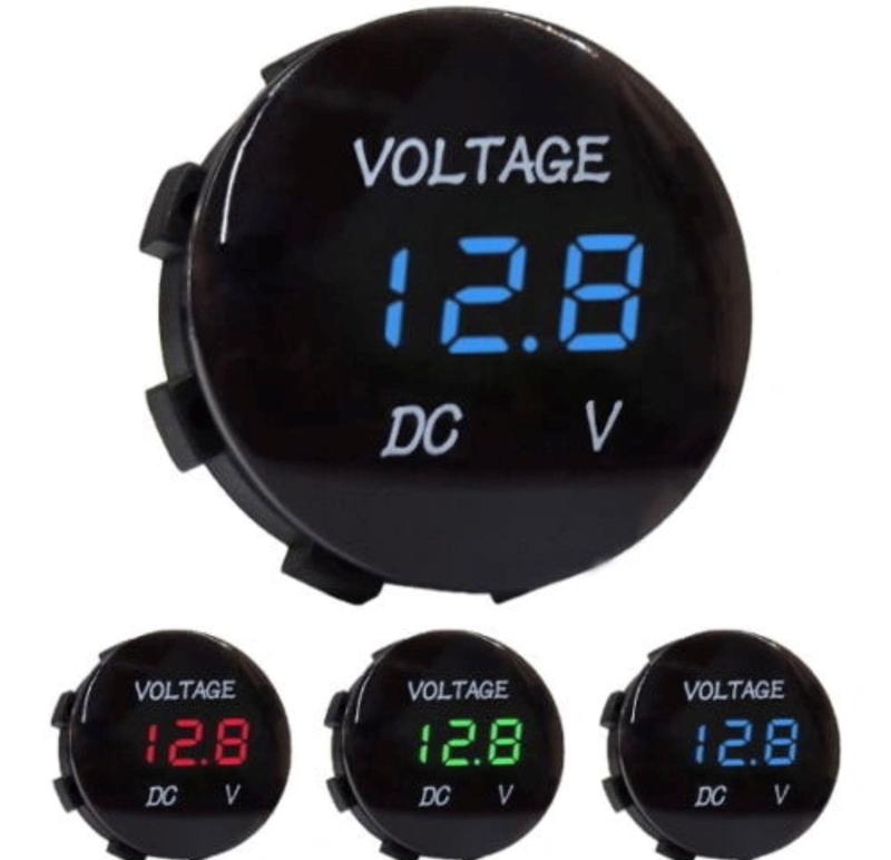 Đồng hồ Led đo Volt ắc quy ô tô và xe máy 12v DC - Volt meter hình tròn 0