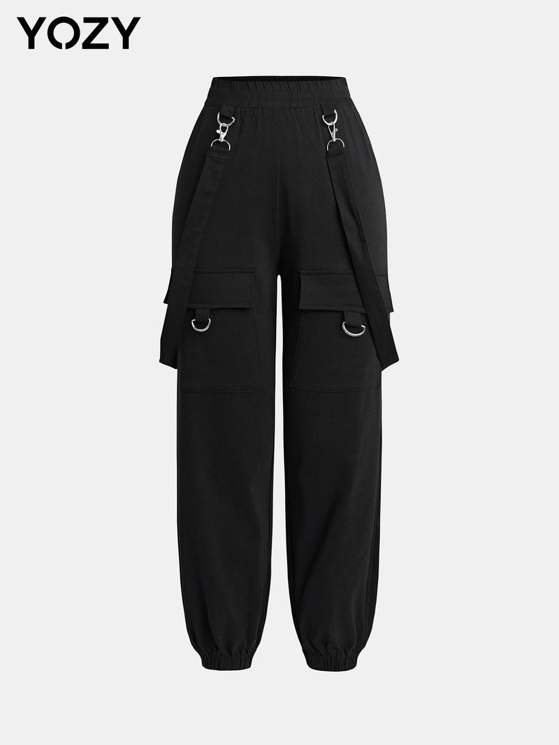Product Introduction of YOZY Women's Plain Pocket Jogger Pants, Casual Comfy Trousers for Daily Wear, Ladies Bottoms for All Seasons 2
