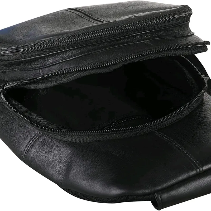 Leather Chest Bag | Stylish Daypack for Travel & Outdoor | Crossbody Sling Pack | Men's & Women's | Art-595 | Black 5