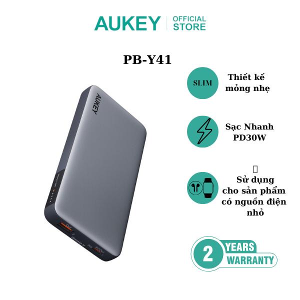 Pin Sạc Dự Phòng Aukey PB-Y41 Sprint X 10.000mAh Sạc Nhanh PD3.0- 30W & USB C -Hàng Chính Hãng