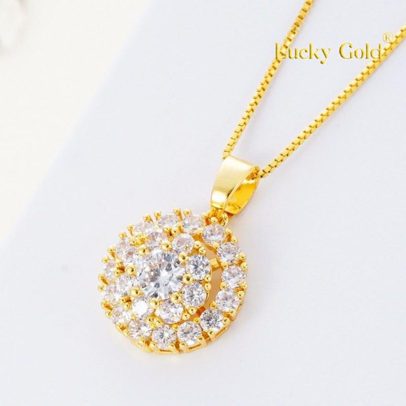 Product Introduction of [Lucky K Gold] 18K Gold Zircon Super Flash Ring Necklace Set No Color Fading Women's Jewelry 79