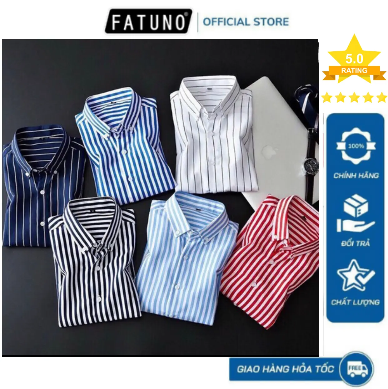 Áo Sơ Mi Nam Dài Tay Đẹp FATUNO Kẻ sọc chất Cotton lụa thoáng mát sominam  dep Menswear