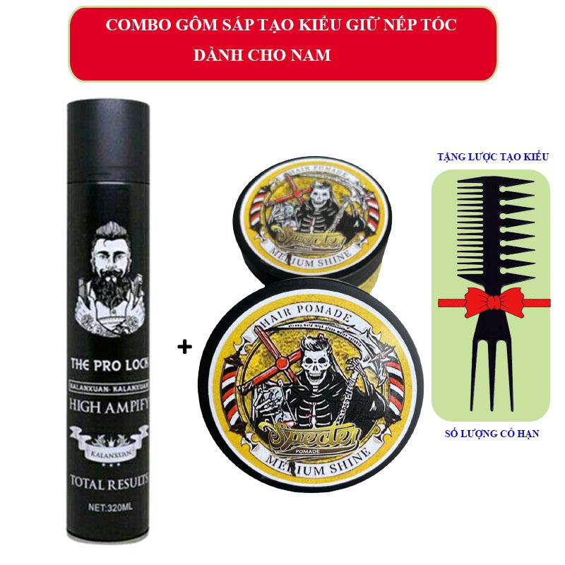 Combo 01 Gôm Xịt Tóc Thepro Giữ Nếp Hương Nước Hoa +01 sáp vuốt tóc nam SPECTER VÀNG tặng 01lược tạo kiểu Chăm Sóc Tóc