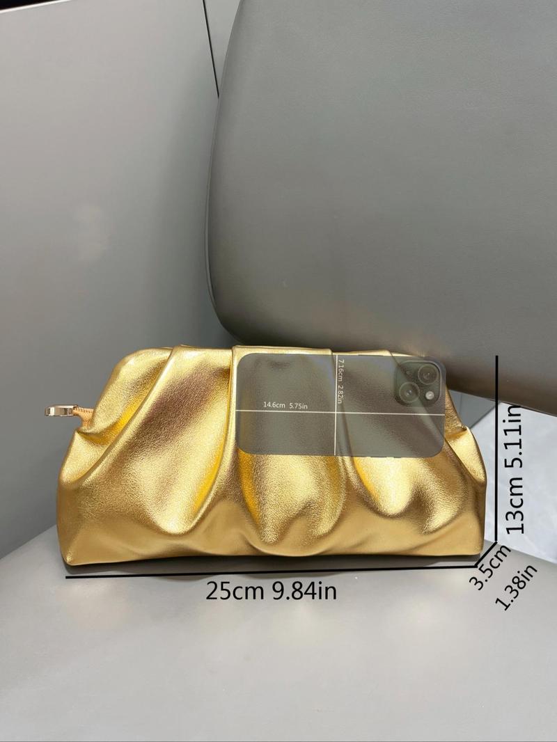 Product Introduction of Women's Elegant Glitter Evening Bag, Fashionable Solid Color Shoulder Bag for Party, Trendy All-match & Exquisite Crossbody Bag for Birthday Gift 1