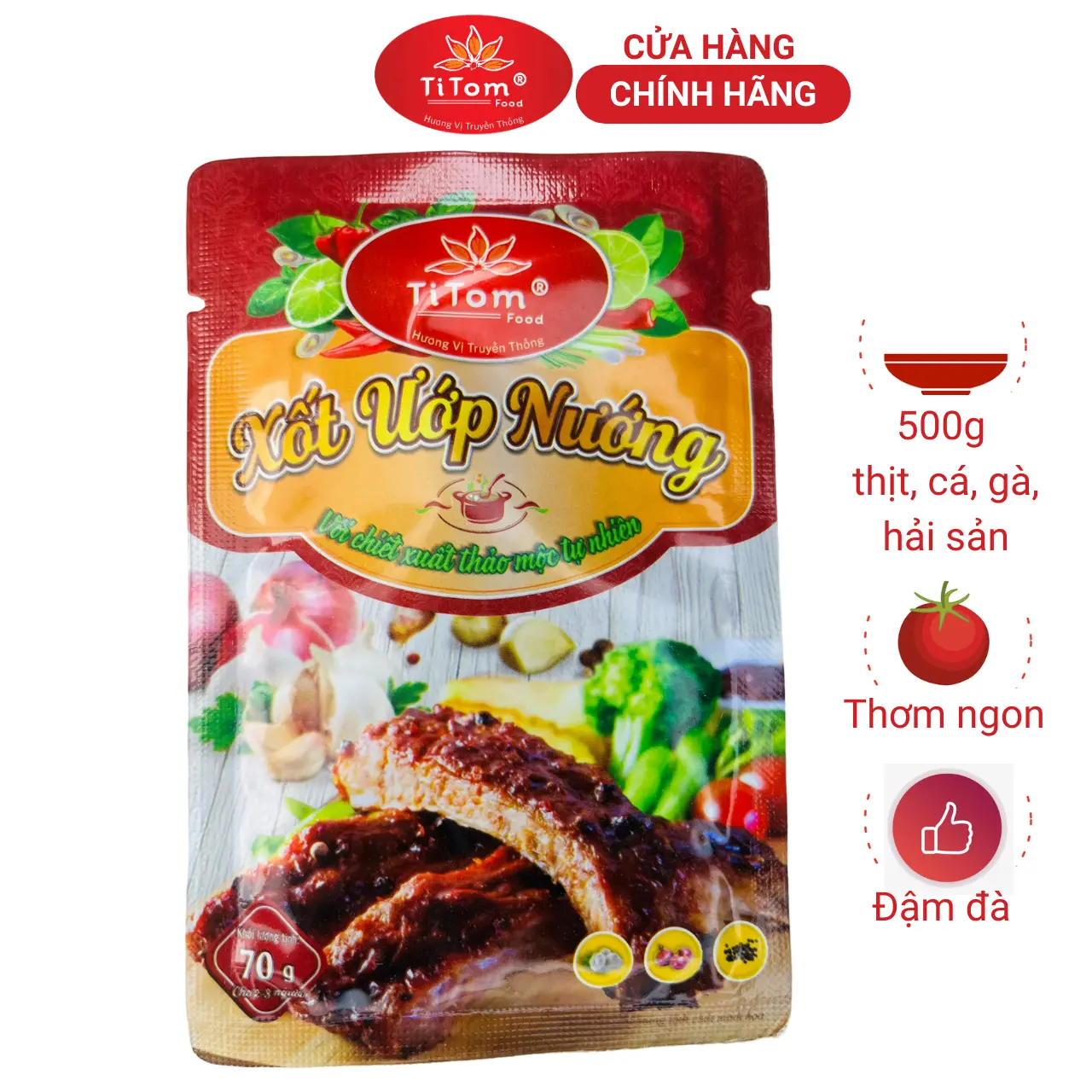 Xốt ướp nướng thịt, cá Titom gói 70g - công thức truyền thống, hương vị đậm đà
