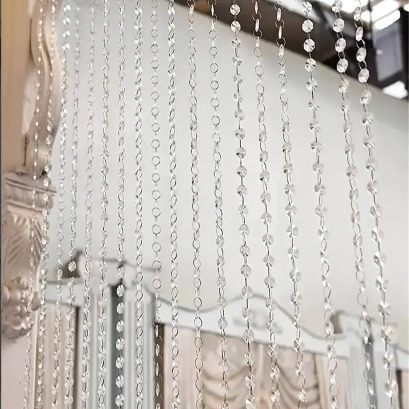 Crystal Octagonal Beaded Curtain, 1 Count Tassel Wedding Decoration for Ceiling, Wedding Ceremony Stage, Doorways, Home Ornaments 2