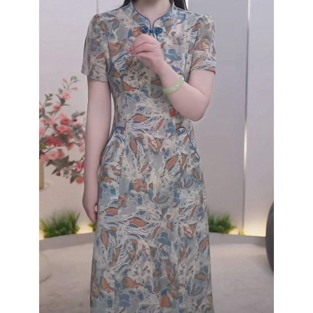 FADFAD Gaun Lengan Pendek Oversize Terbaru Gaya Retro untuk Wanita