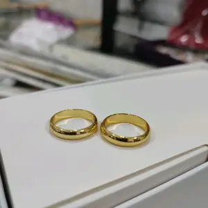 Cincin Polos Nikahan Perempuan Laki-Laki Kuning Perhiasan Rings
