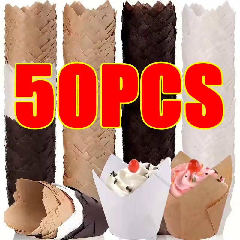 50Pcs Tulip Paper Cupcake Cases Greaseproof Muffin Wrappers TikTok 50pcs-tulip-paper-cupcake-cases-greaseproof-muffin-wrappers-tiktok