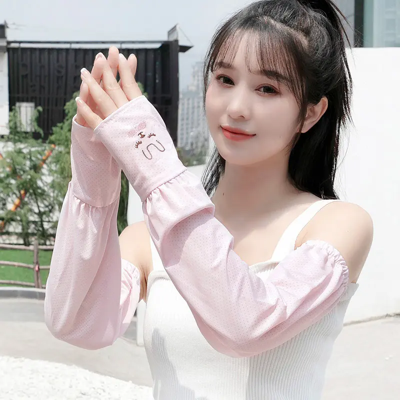 Tay Áo Dài Lụa Lạnh Mùa Hè, Che Cánh Tay Chống Nắng, Dành Cho Nam Và Nữ, Còng Tay, Tay Áo Cánh Tay Đạp Xe Chống Tia UV Mới, Hở Ngón