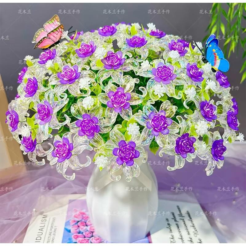 Set vật liệu tự làm bình hoa nhựa pha lê trang trí đơn giản hoa handmade thủ công S0635 Diy