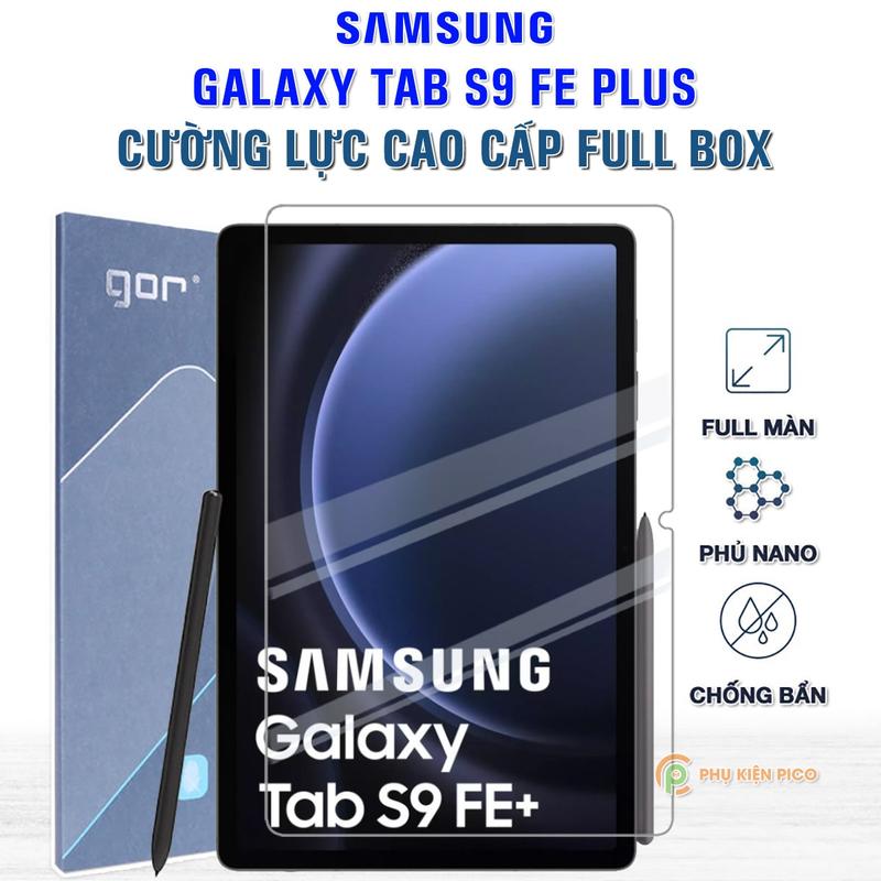 Kính cường lực Samsung Tab S9 FE Plus full màn hình chính hãng Gor - Dán màn hình Samsung Galaxy Tab S9 FE Plus