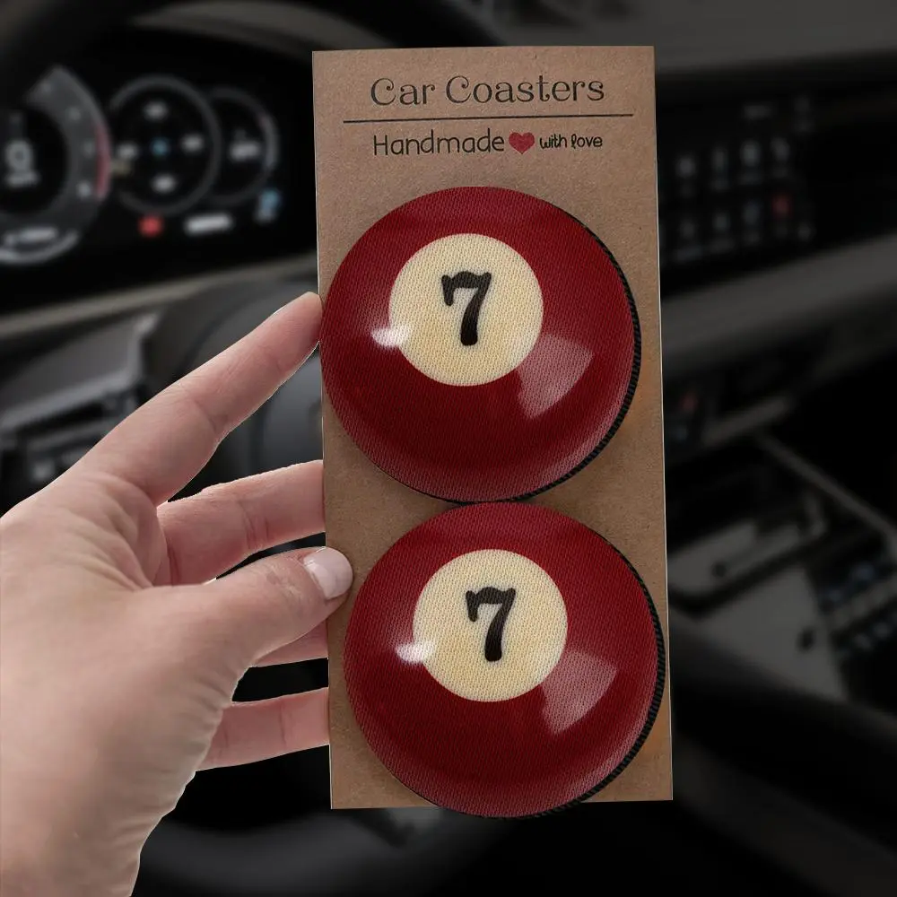 Billiards Pattern Coffee Coaster, 2 Counts Non-slip Heat Resistant Cup Mat, Desk Decoration, Table Protector, Desk Accessories