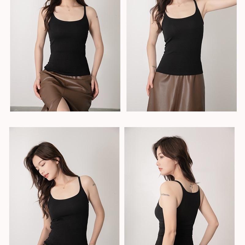 [Xả Cắt Mã] 716 Áo Hai Dây Dáng Dài Có Đệm Chất Liệu Cotton Dành Cho Nữ Women Tank & Tube Tops