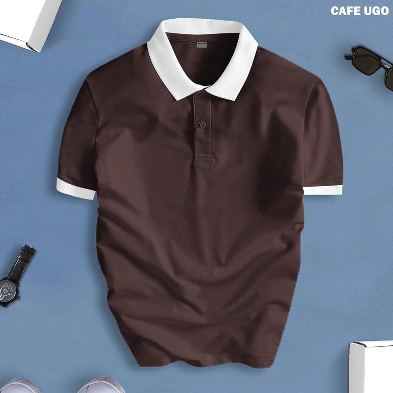 Áo thun POLO Phối cổ CAFE UGO nam cổ bẻ BASIC CVC vải cá sấu sang trọng, lịch lãm, thoáng mát - Freeship Menswear Shirt