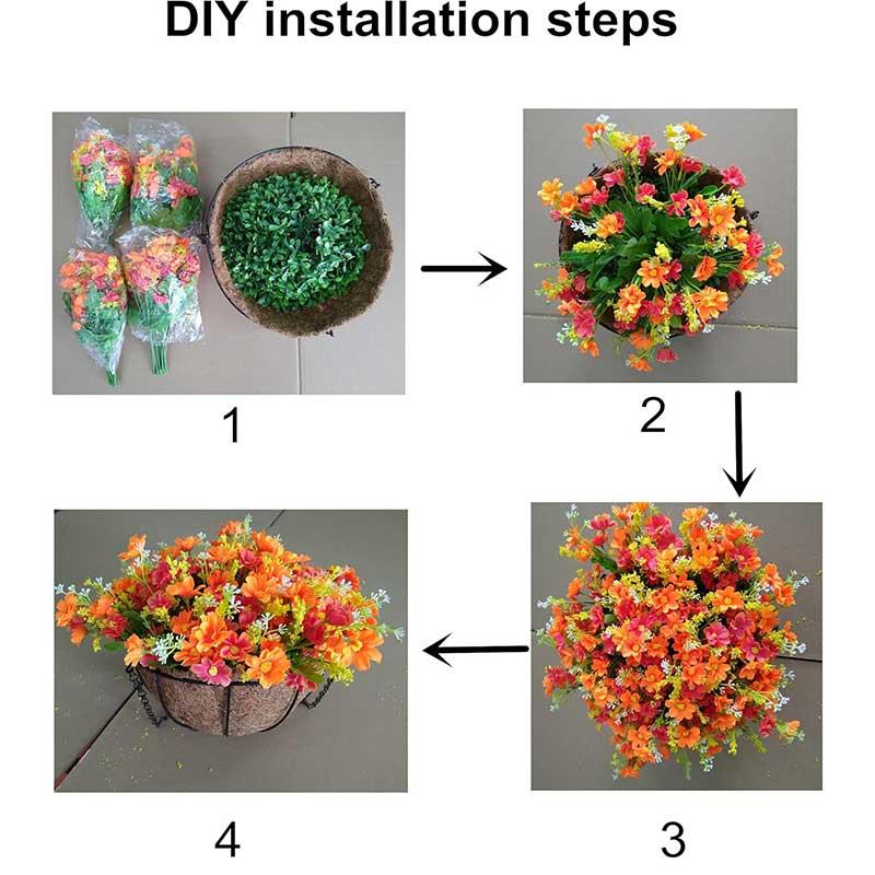 Artificial Flower Basket, 1 Count Faux Flower Basket with Chrysanthemums & Eucalyptus Leaves, Decorative Flower Basket for Home Garden Party Wedding 1