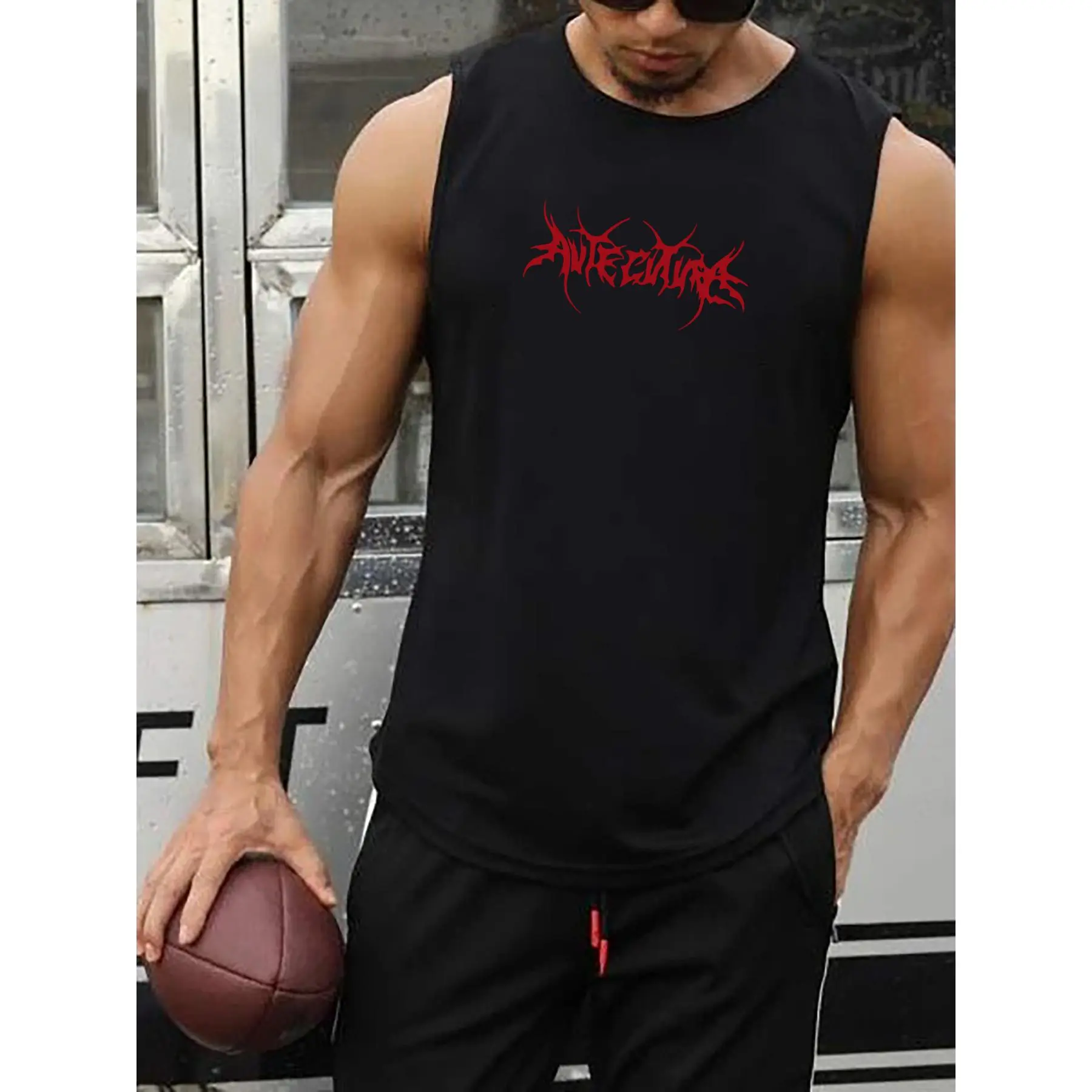 Men’s A-Shirt Tanks, Scrawl Letters Print Singlet, Sleeveless Tank Top, Lightweight Active Undershirts, For Workout At The Gym, Bodybuilding, And As Gifts