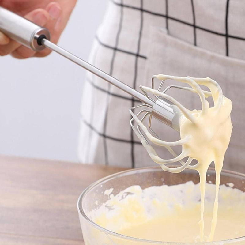 Stainless Steel Handheld Egg Beater, 1 Count Semi-automatic Egg Whisk, Egg Mixer for Kitchen Baking 3