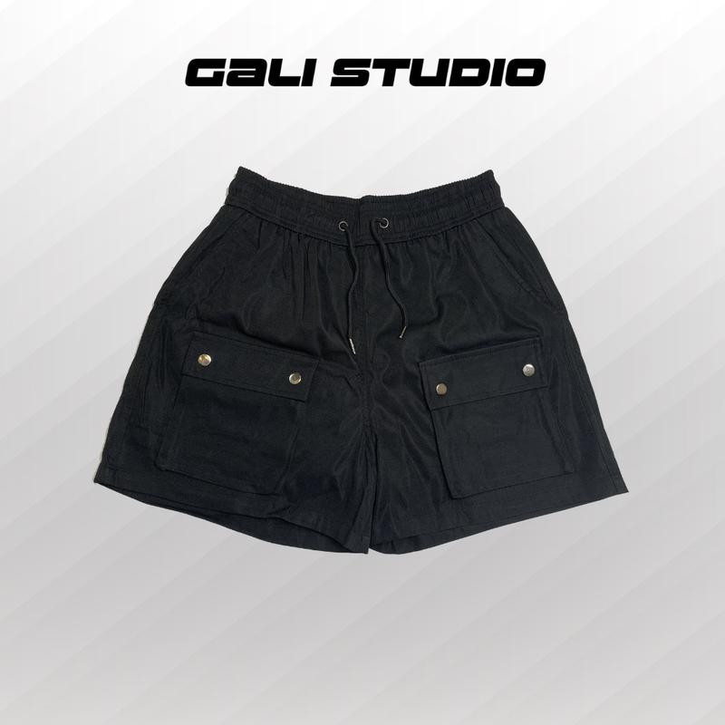 Quần Short Kaki Lót Lưới Túi Hộp. Thời Trang Unisex Có Dây Rút Nam Menswear Có Túi Quần Lửng