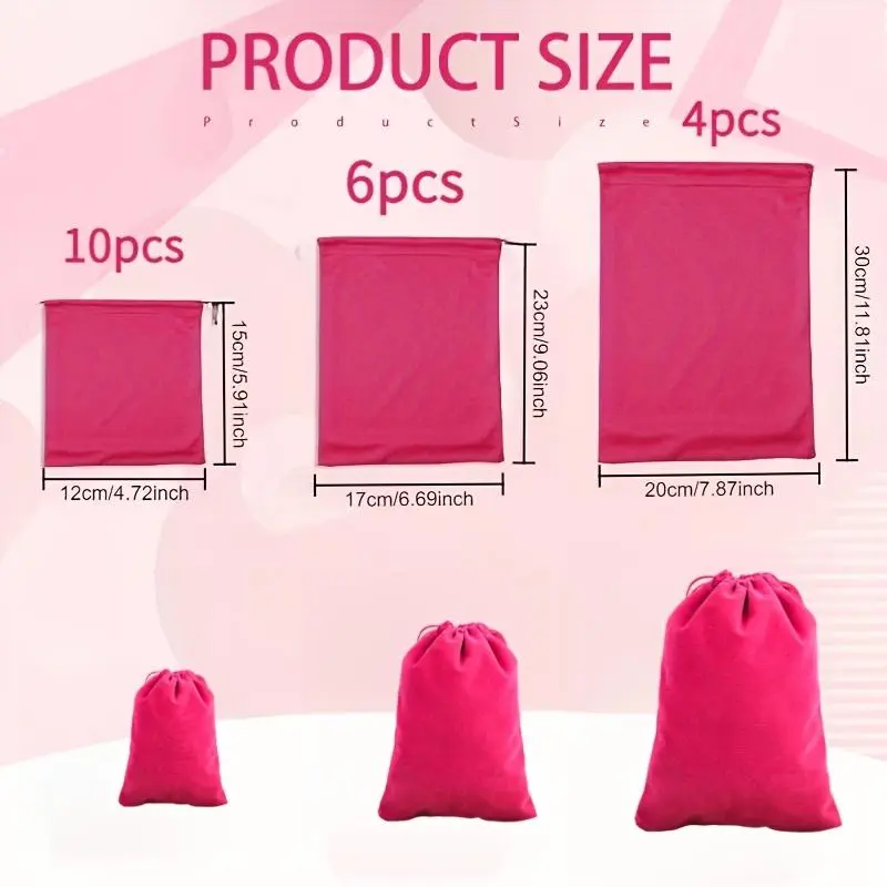 Microfiber Drawstring Storage Bag, 9 Counts/set Adjustable Bedroom Organizer Bag, Foldable Storage Bag for Toys, Cosmetics, Shoes, Jewelry, Laundry 5