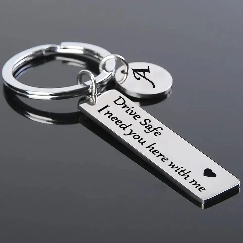 1/2pcs Drive Safe Keychains A-Z Initials Letters Men Women Stainless Steel Key Chain Birthday Chritsmas Father's Day Gifts Jewelry