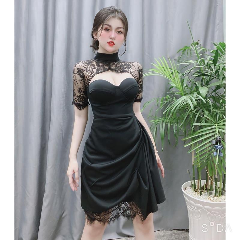 Đầm cúp ngực phối ren phong cách Tiểu Thư kiêu kỳ  hienphamstore 7347 váy áo