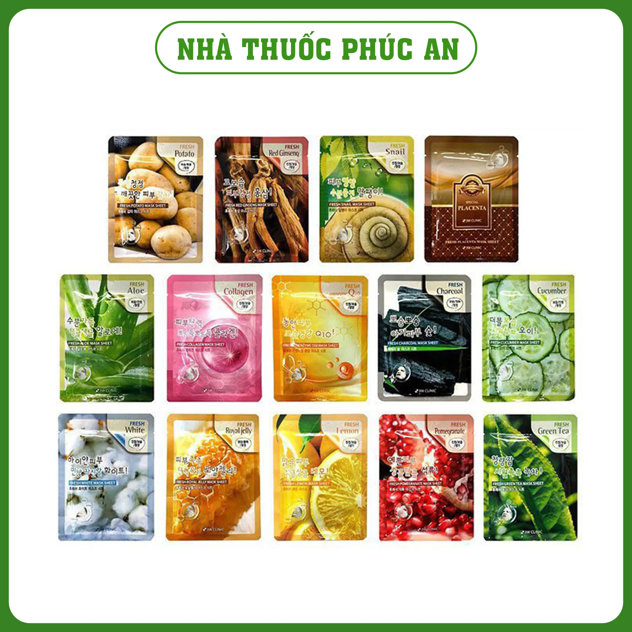 Mặt nạ dưỡng da trắng sáng 3W Clinic Fresh Mask Sheet 23ml Hàn Quốc