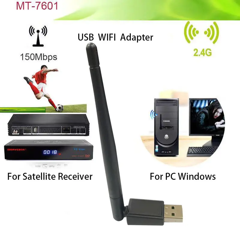 Fockety MT7601 USB Adapter, 150Mbps, Desktop PC, Laptop Compatible
