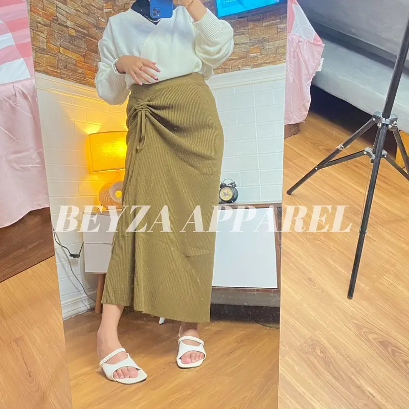[Beyza Apparel] Serut Rok Span Wanita Rajut Korean Style Bawahan Rajut Wanita Formal Casual Fit Panjang Nyaman Pendek Basic Kerja Hitam Semi 8