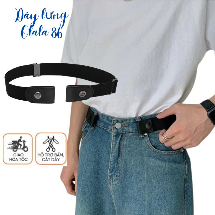Thắt lưng thun co giãn cúc bấm 2 bên phối da, dây nịt chun tùy chỉnh vòng eo OLL290