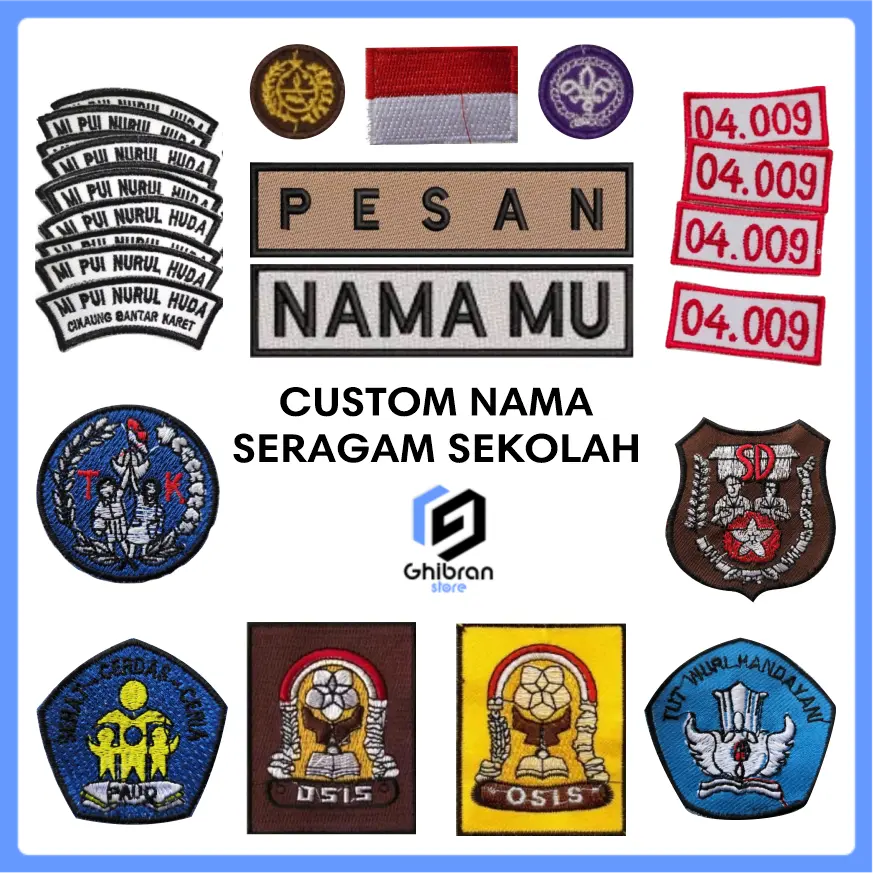 Bordir Nama siswa seragam sekolah - Bet nama sekolah - logo bordir - identitas sekolah bordir
