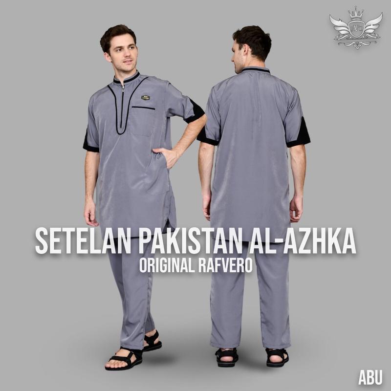 BAJU KOKO KURTA PAKISTAN BAHAN KATUN List Polka Dot Muslim  Pendek Pria Setelan Dewasa Navy baju koko pria Toyobo 9