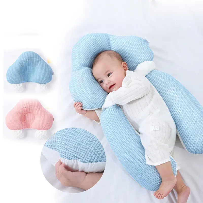 Gối chữ U đa năng 2 mặt có dây rút điều chỉnh 3 chiều cho bé từ 0-15 tháng tuổi TTT01