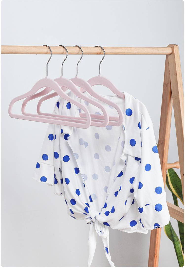 Product Introduction of Multi-Color Style Flocking Clothes Hanger Adult and Children Metal Hook Suede Storage Clothes Hanger... Organiser Hanging 14