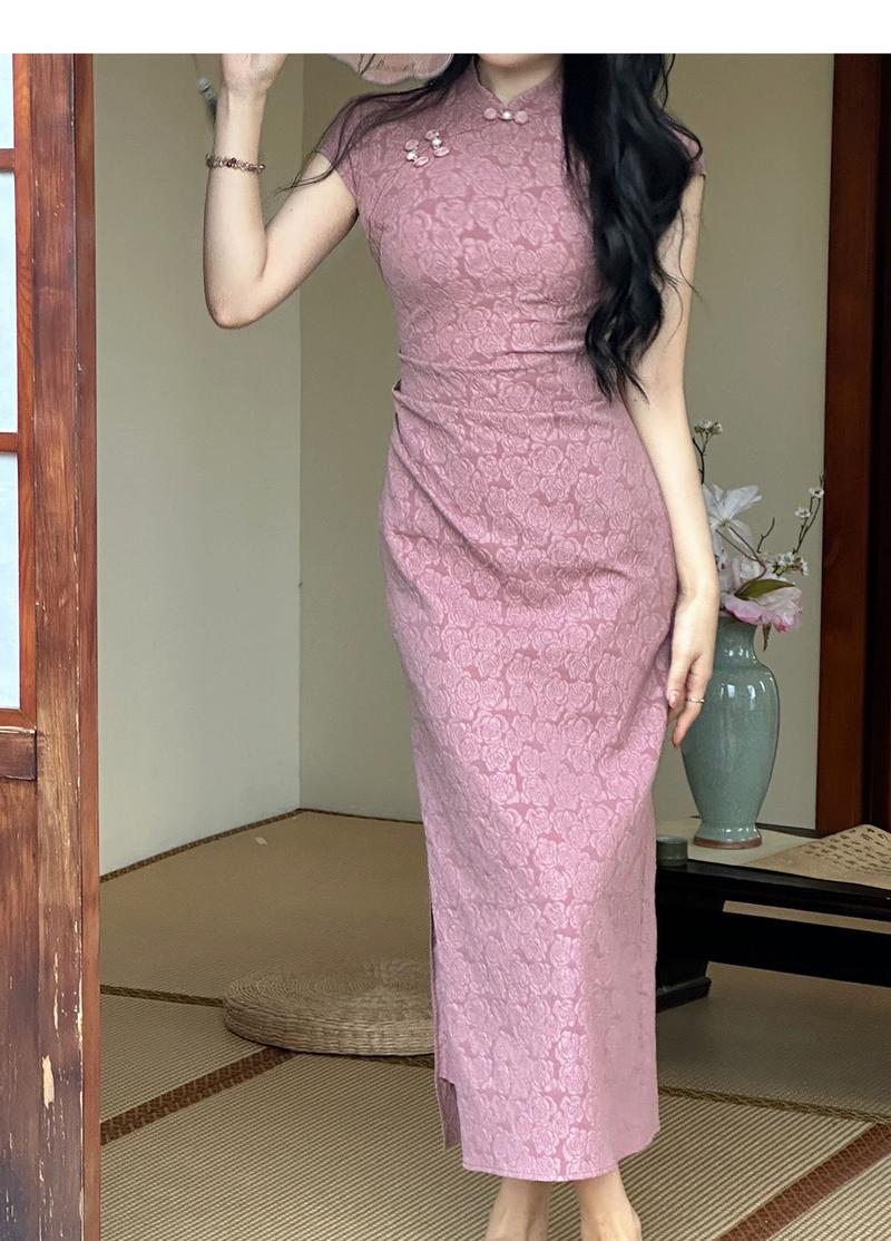 Product Introduction of Sườn Xám Hoa Hồng Trung Quốc Phong Cách Quốc Gia, Váy Dài Vừa Vặn Cao Cấp Váy Jacquard, Thích Hợp Cho Mùa Xuân Và Mùa Hè 2024 Nữ Women Dress 12