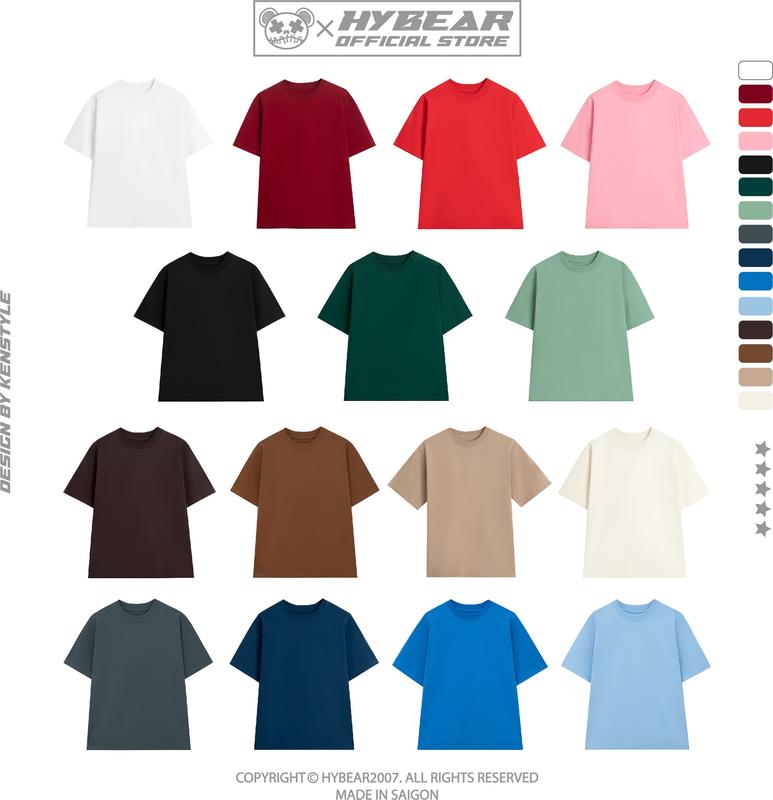 [MUA 2SP TẶNG 1 TÚI TOTE] ÁO THUN TRƠN Unisex Relaxed Fix Cotton 100% & 250GSM Chính hãng HYBEAR Menswear áo  thun  boxy  basic boxy  shirt