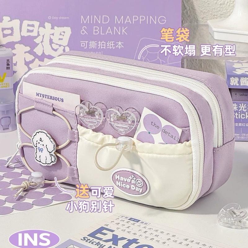 Hộp bút vải KAMI TB64 9 ngăn, Hộp đựng bút nhiều ngăn kết hợp trong suốt ,túi bút siêu to học sinh phong cách Hàn Quốc