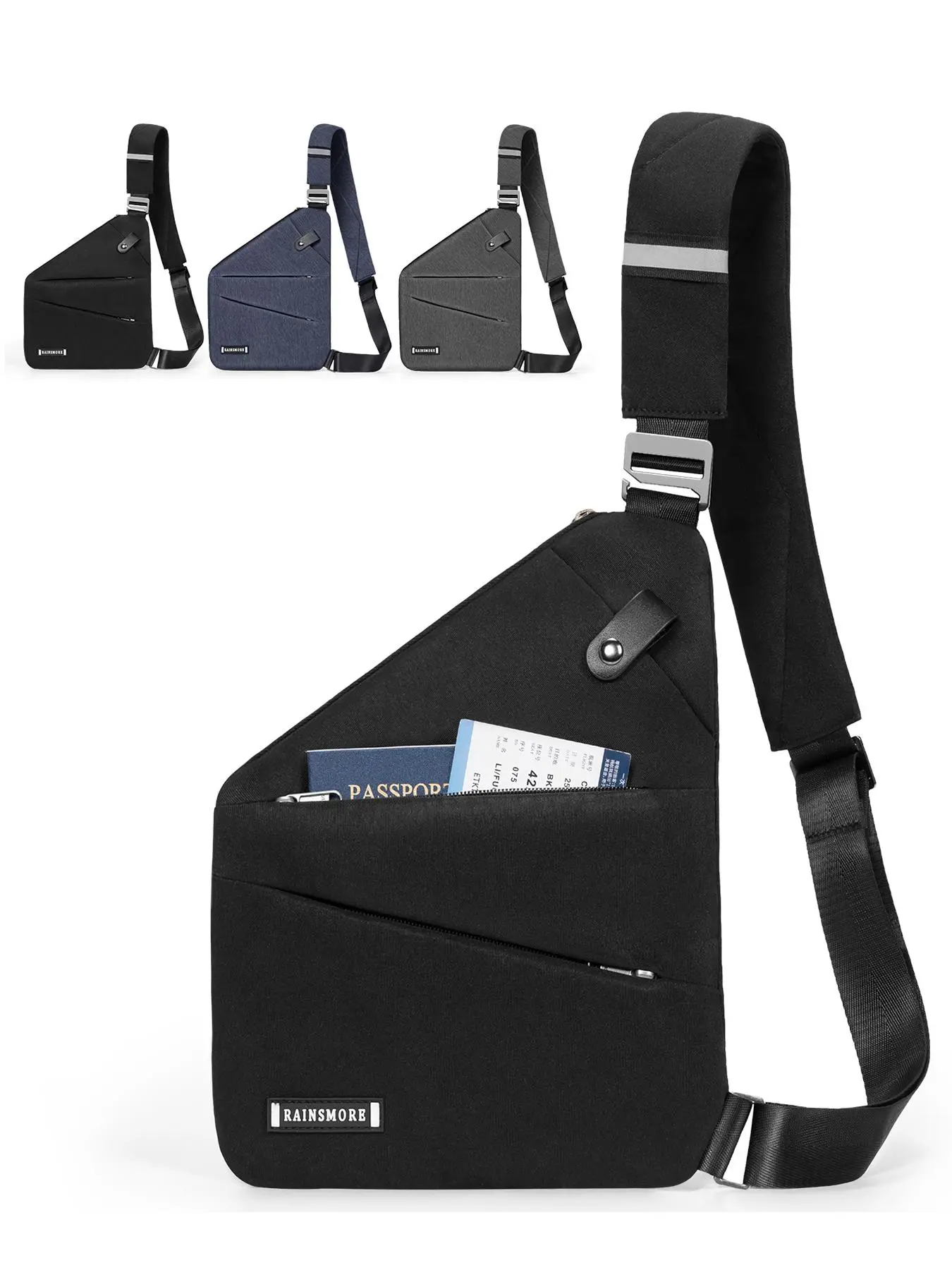 Men's Letter Pattern Sling Bag, Casual Waterproof Chest Bag for Daily Used, Anti-theft Sling Bag for Travel, Hiking, and Outdoor Activities