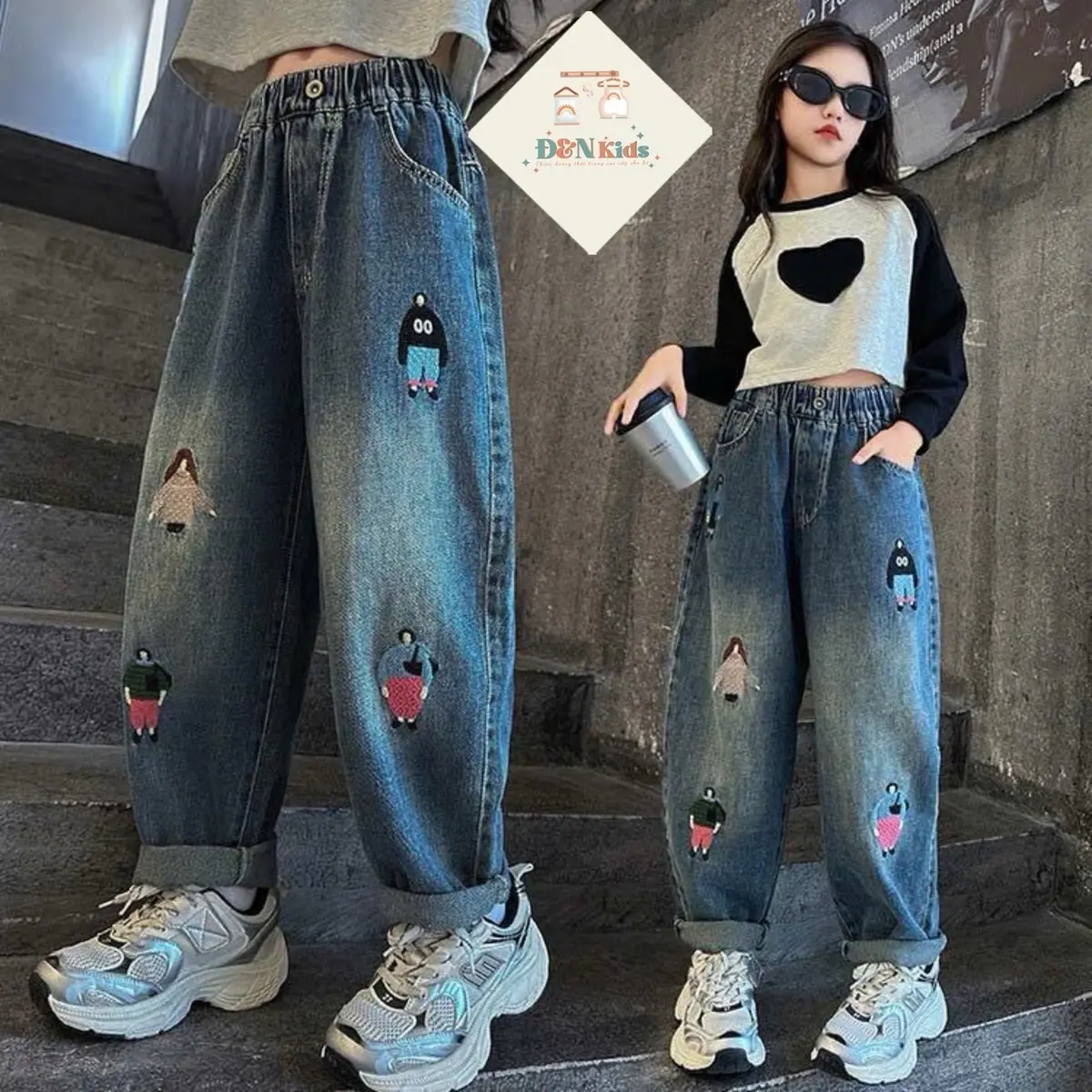 036 -  Đ&NKids-QUẦN JEAN BAGGY CAO CẤP KIỂU DÁNG ỐNG SUÔNG BÉ GÁI