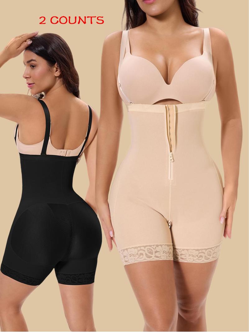 Product Introduction of Women's Solid Color Hook & Eye Front Shapewear Bodysuit, Adjustable Strap Crotch Zipper Shaper, Ladies Shapewear for All Seasons, Tummy Tuck Garment 1