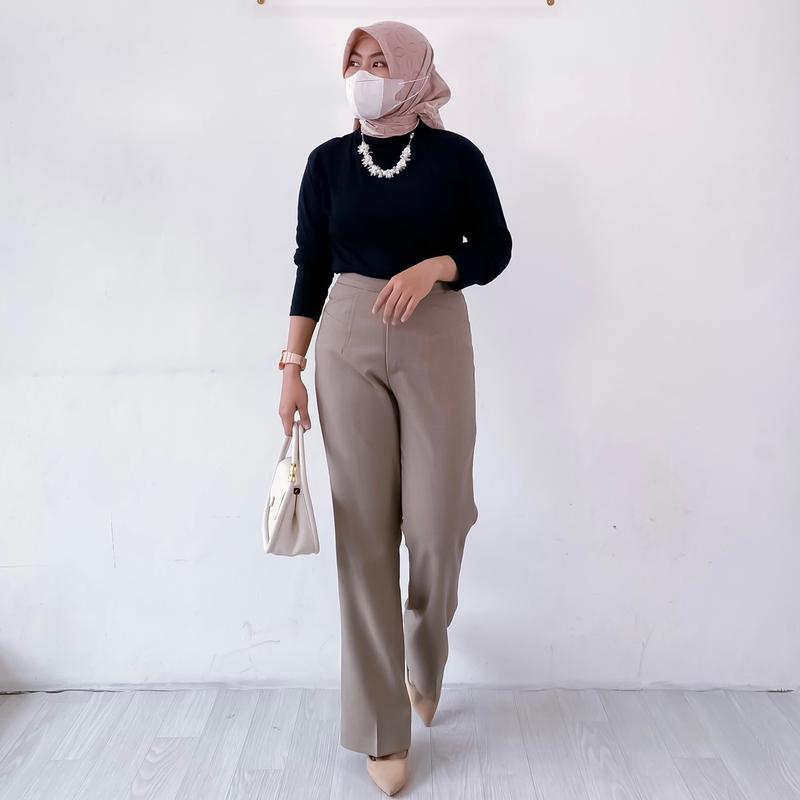 CUTBRAY PANTS | CELANA PANJANG WANITA HIGHWAISTED POLOS SIZE M L XL High Kancing 1