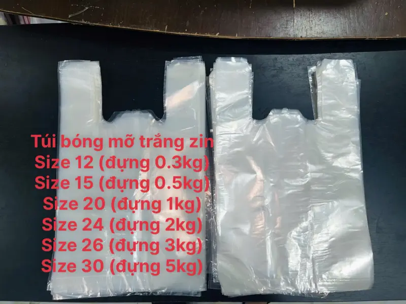 bán lẻ 100g TÚI BÓNG MỠ ZIN MÀU TRẮNG, HÀNG ĐẸP KHÔNG HÔI DẺO DAI ĐỰNG THỰC PHẨM, TÚI NILON CÁC LOẠI 0